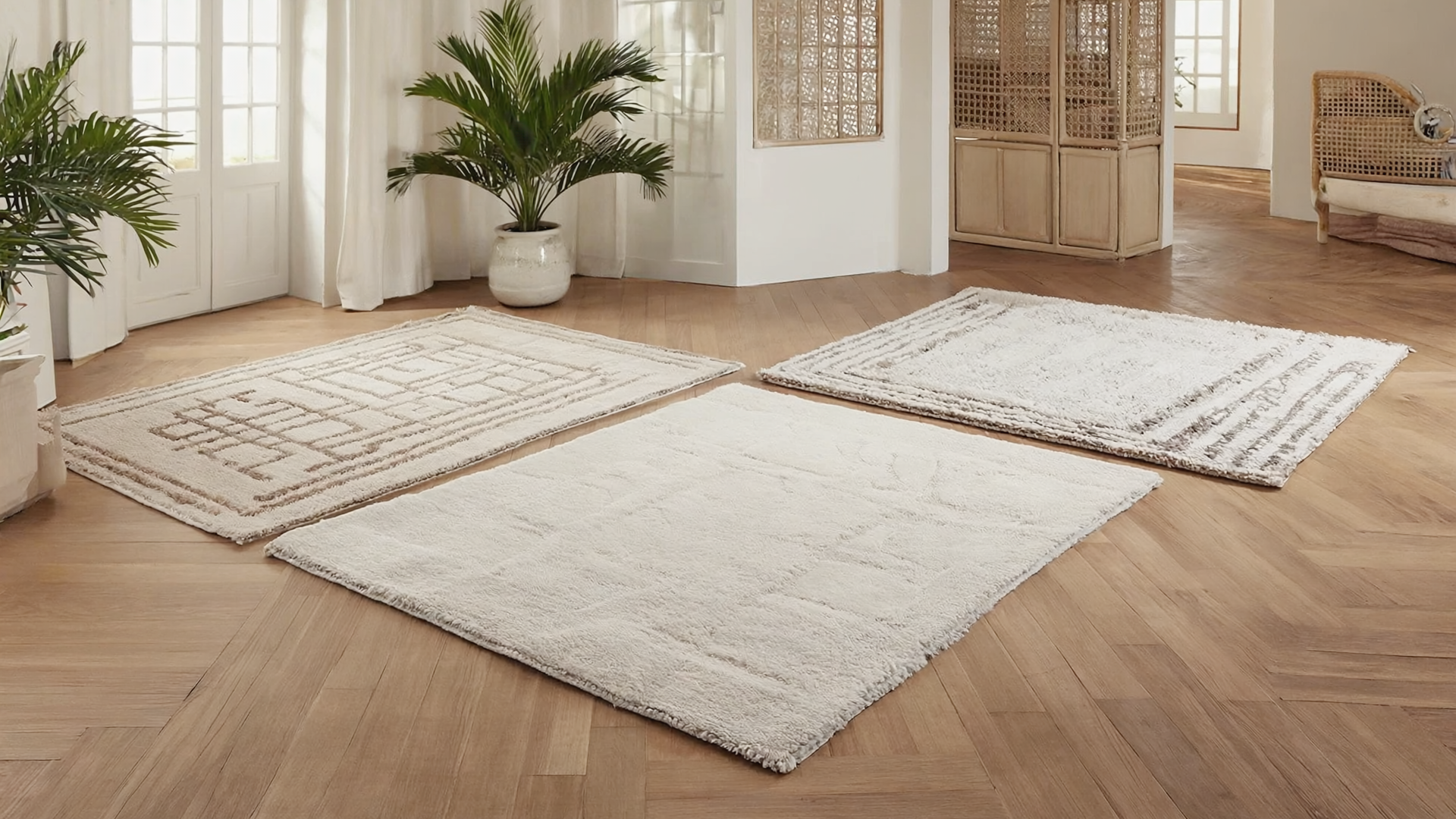 Rug material samples suited for humid Filipino climate.