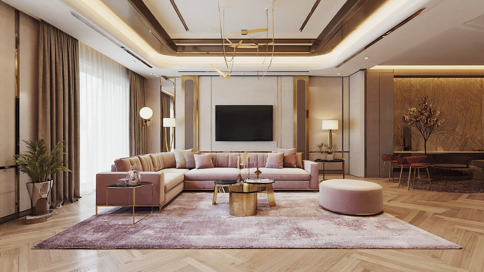 Luxurious area rug in a high-end Filipino condo living room.