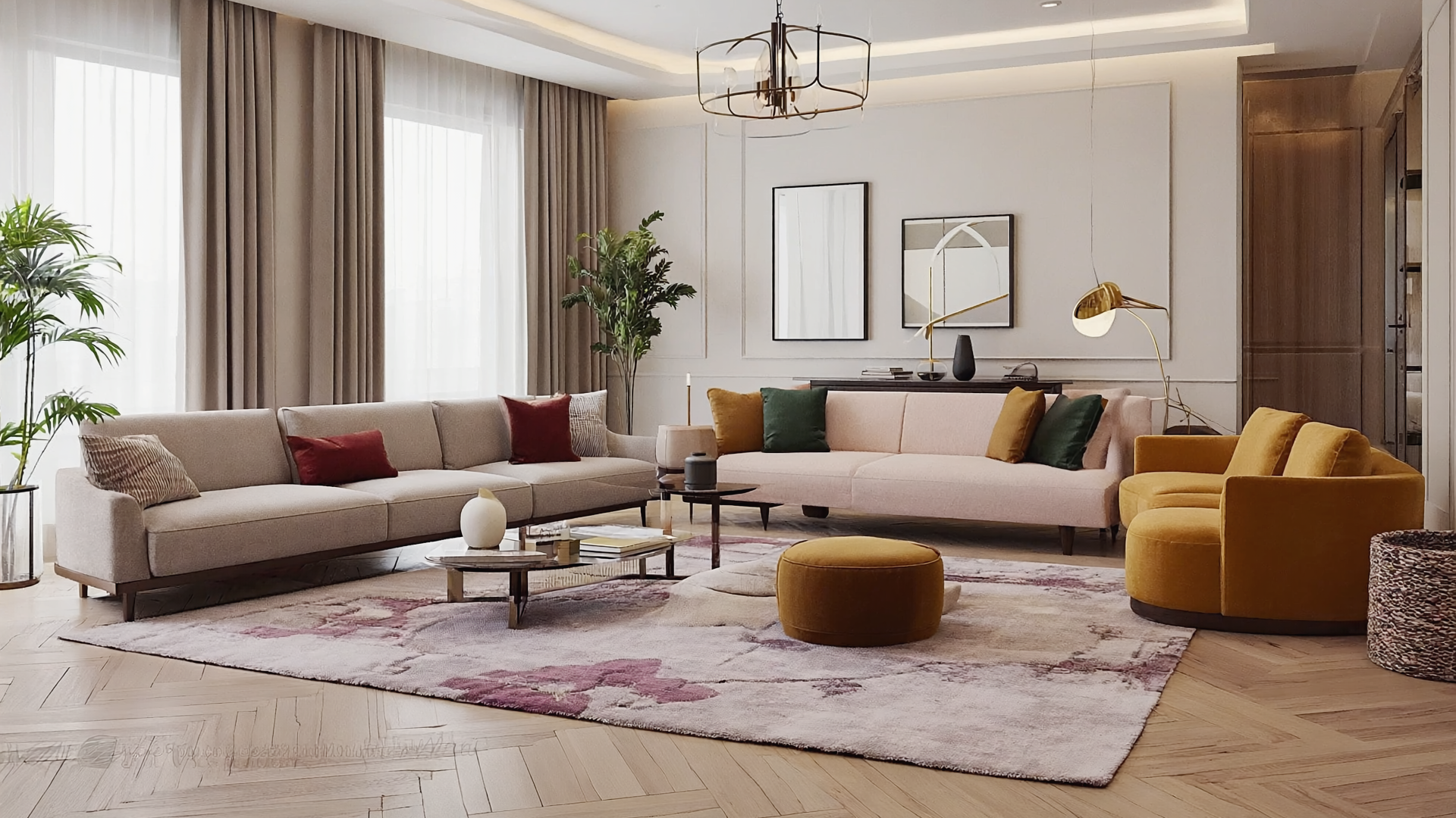 Premium area rug paired with matching furniture in a modern living room.