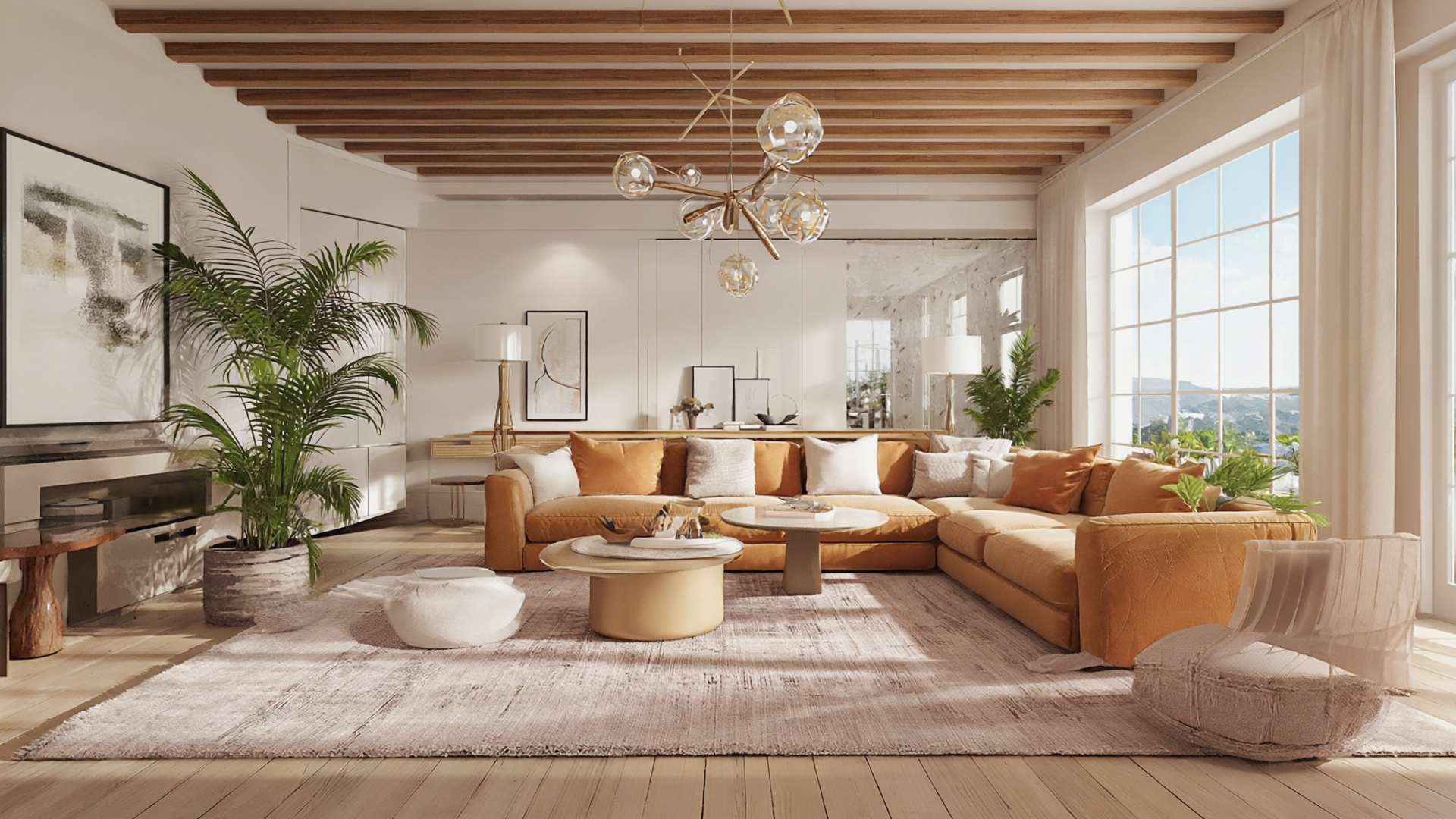 Layered rugs styled in a modern Filipino living room for a designer look.