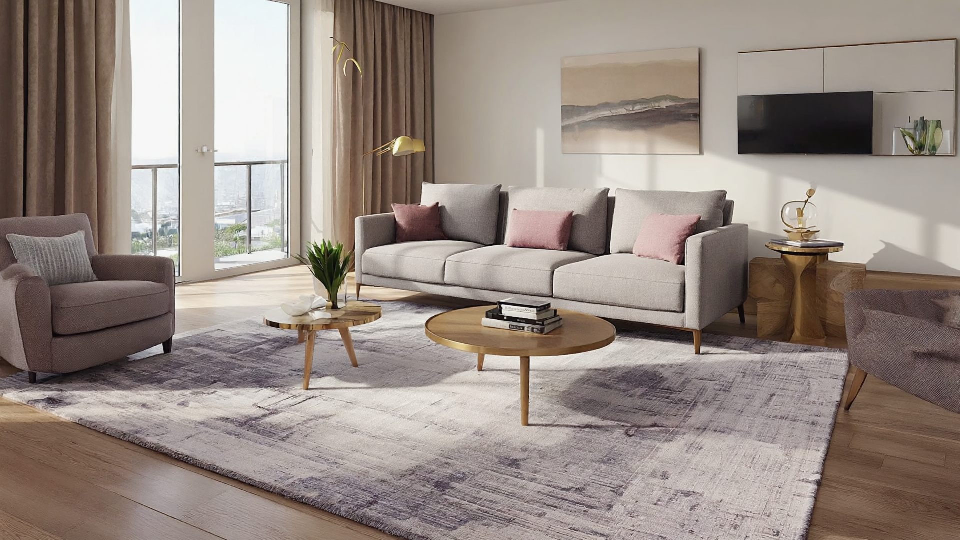 Correct rug size placement in a Filipino condo.